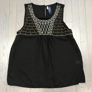 Blue Rain Embroidered Jewel Sleeveless Tank Top